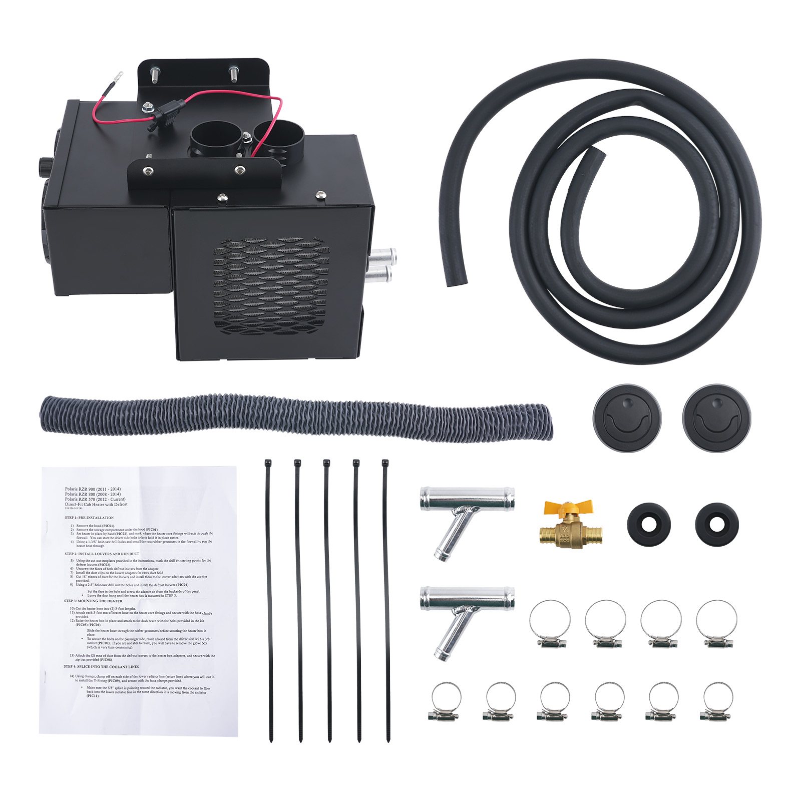 Cab Heater w/ Defrost&Power Steering Kit for Polaris RZR 800 2008-2014 SSHK14500
