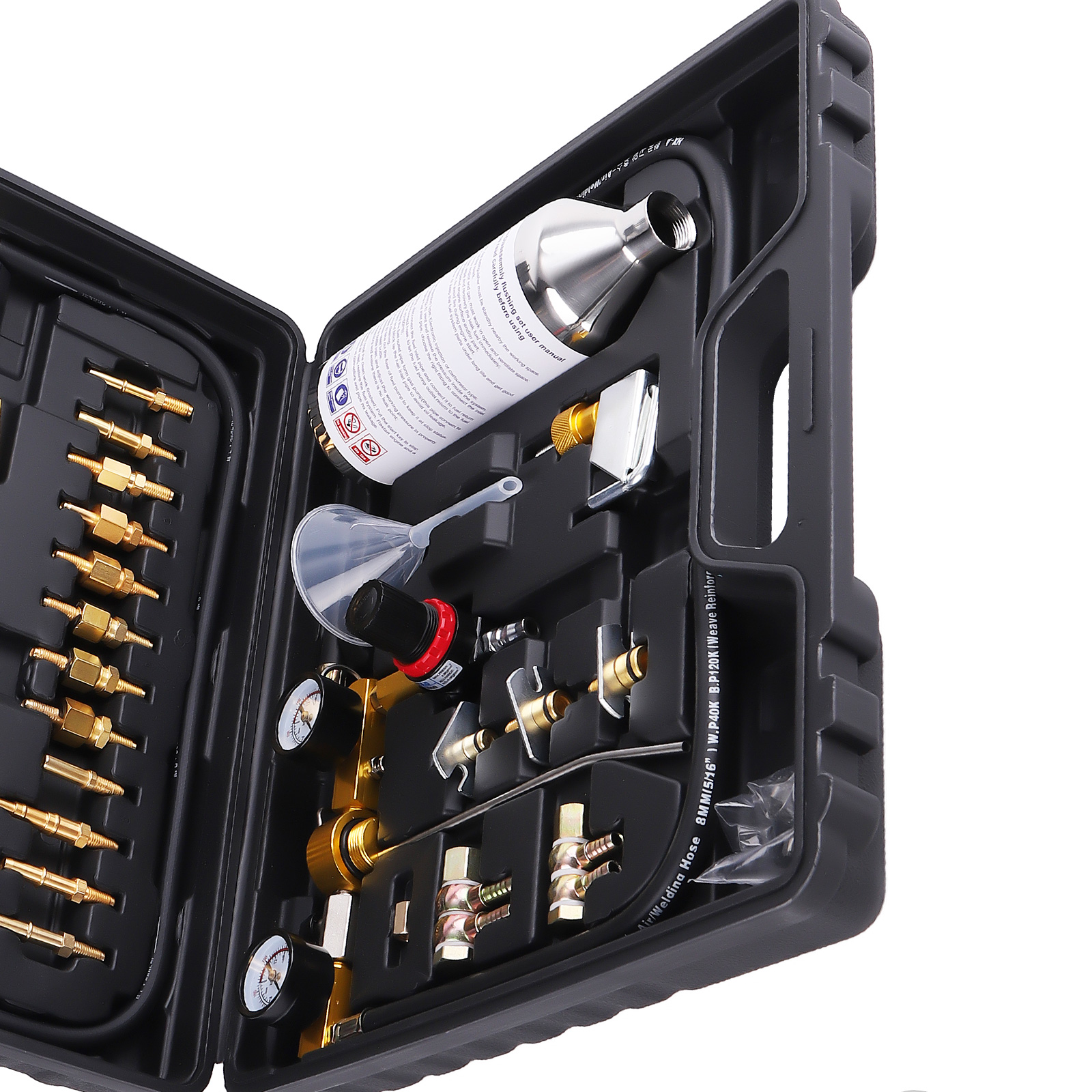 Auto Fuel Injector Cleaning Tool Set for Petrol Cars with Case & Adapters
