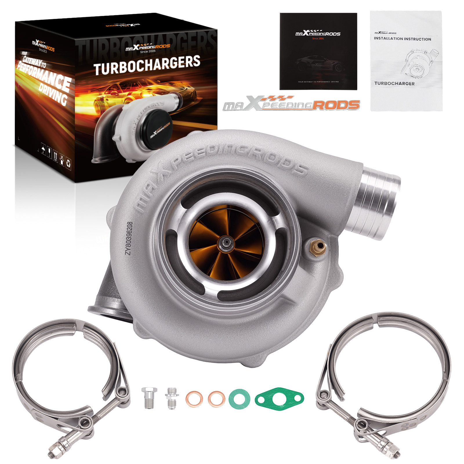 Ceramic Dual Ball Bearing Billet Racing Turbo 0.63 Ar V-band For Gt3076r Gt3037