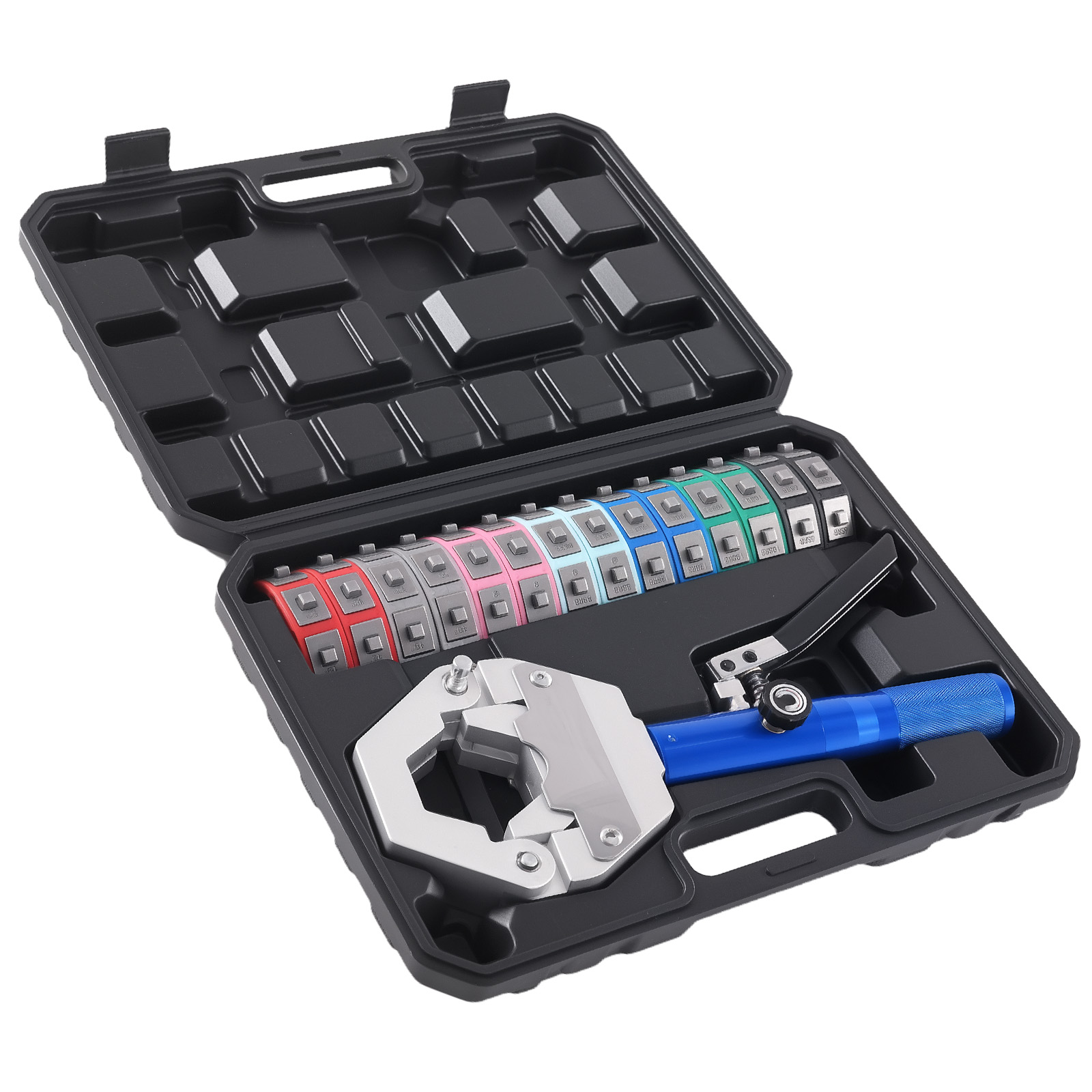 Crimpzange Hydraulik Set for AC Schlauch mit 7 Düsensätze Aufbewahrungsbox