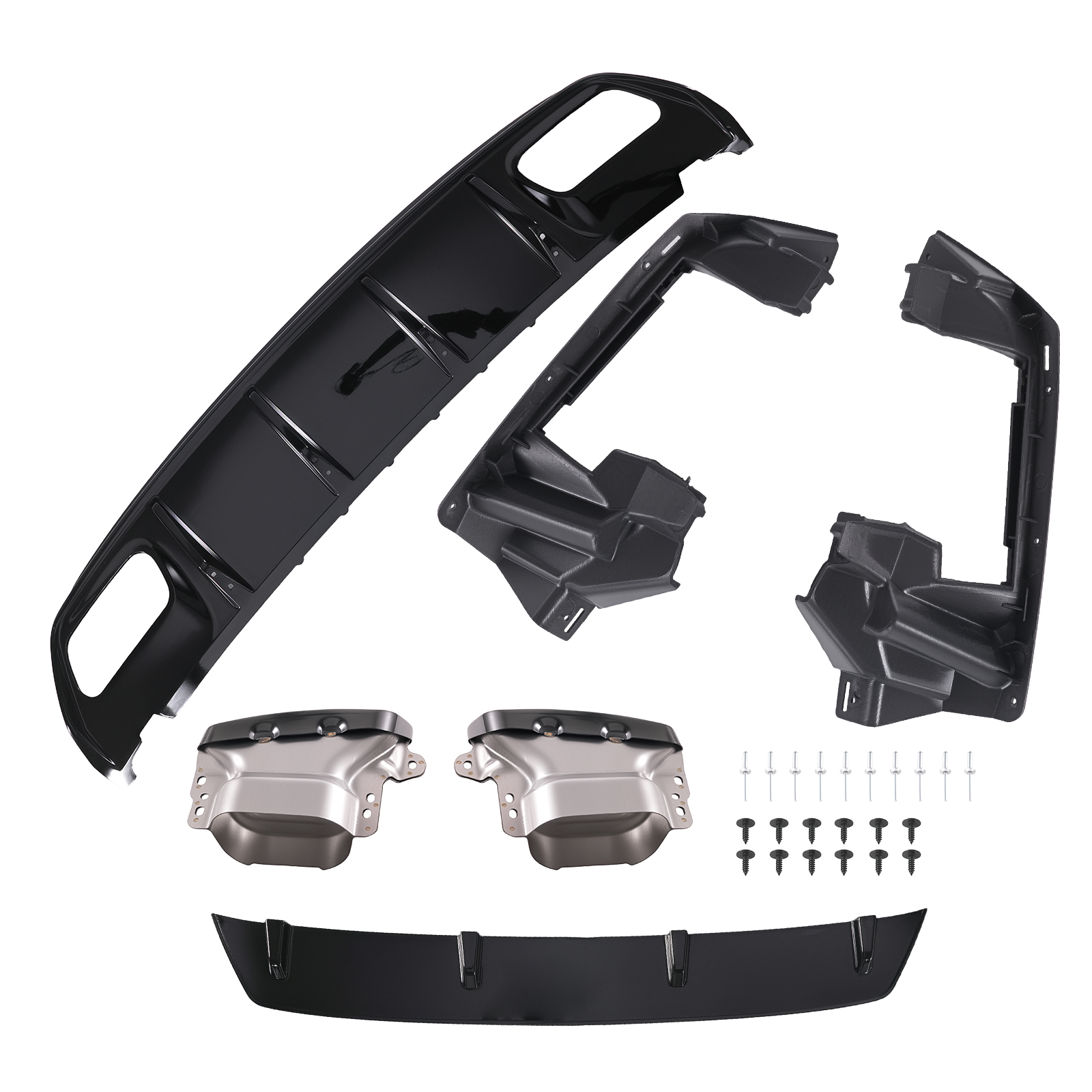Rear Diffuser Tailpipes Gloss Black For Mercedes A Class W176 AMG A45 2012-2018