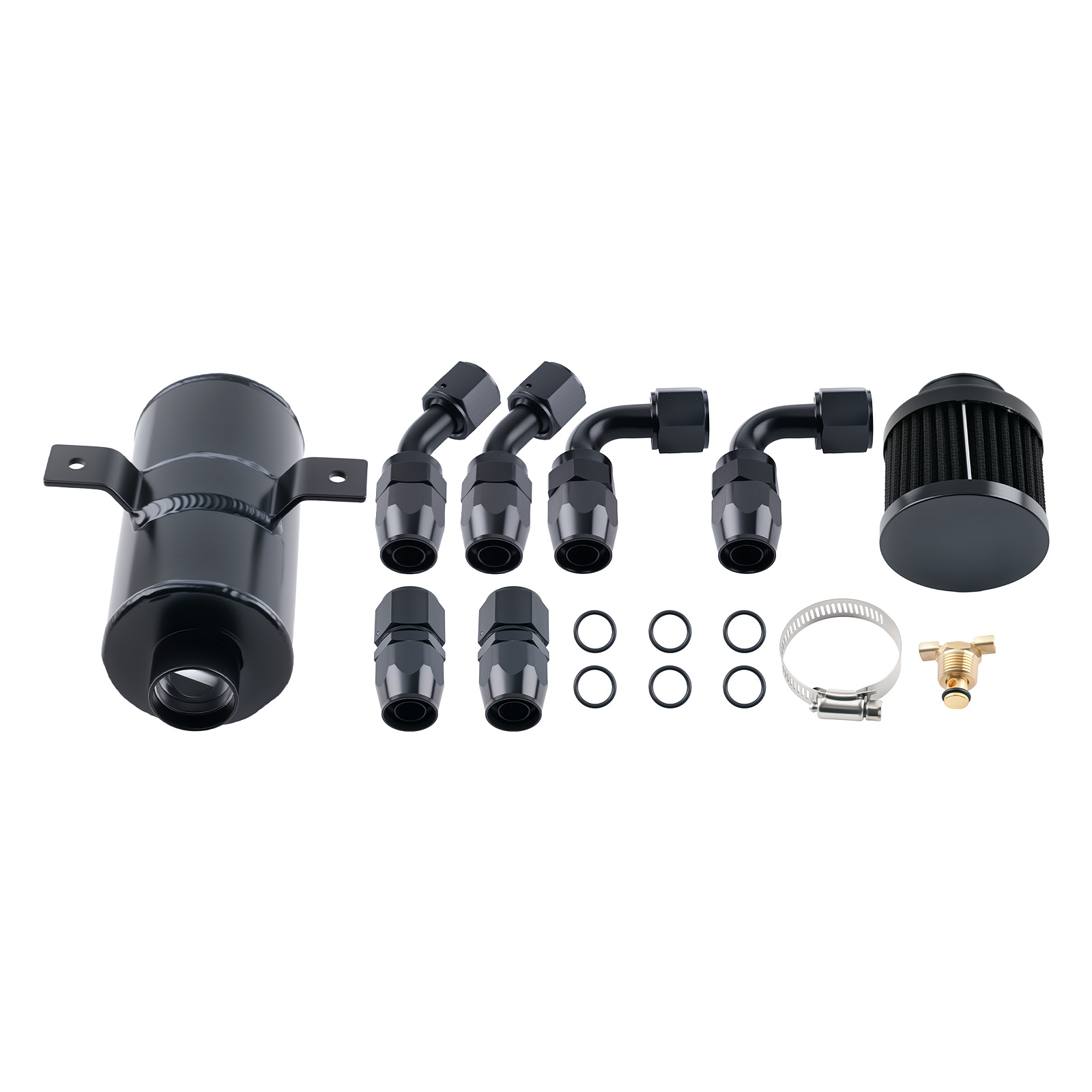 Engine Oil Catch Can 0.75L Twin Port AN10 + 3M Hose Fitting Kit Universal