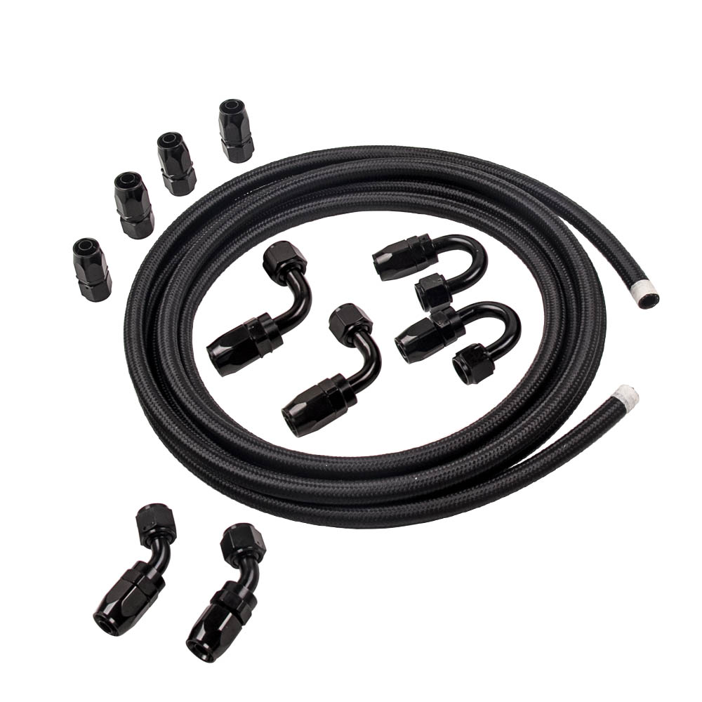 AN8 5M Stainless Steel Braided Oil Fuel Line + Fitting Hose End Adapter Kits new