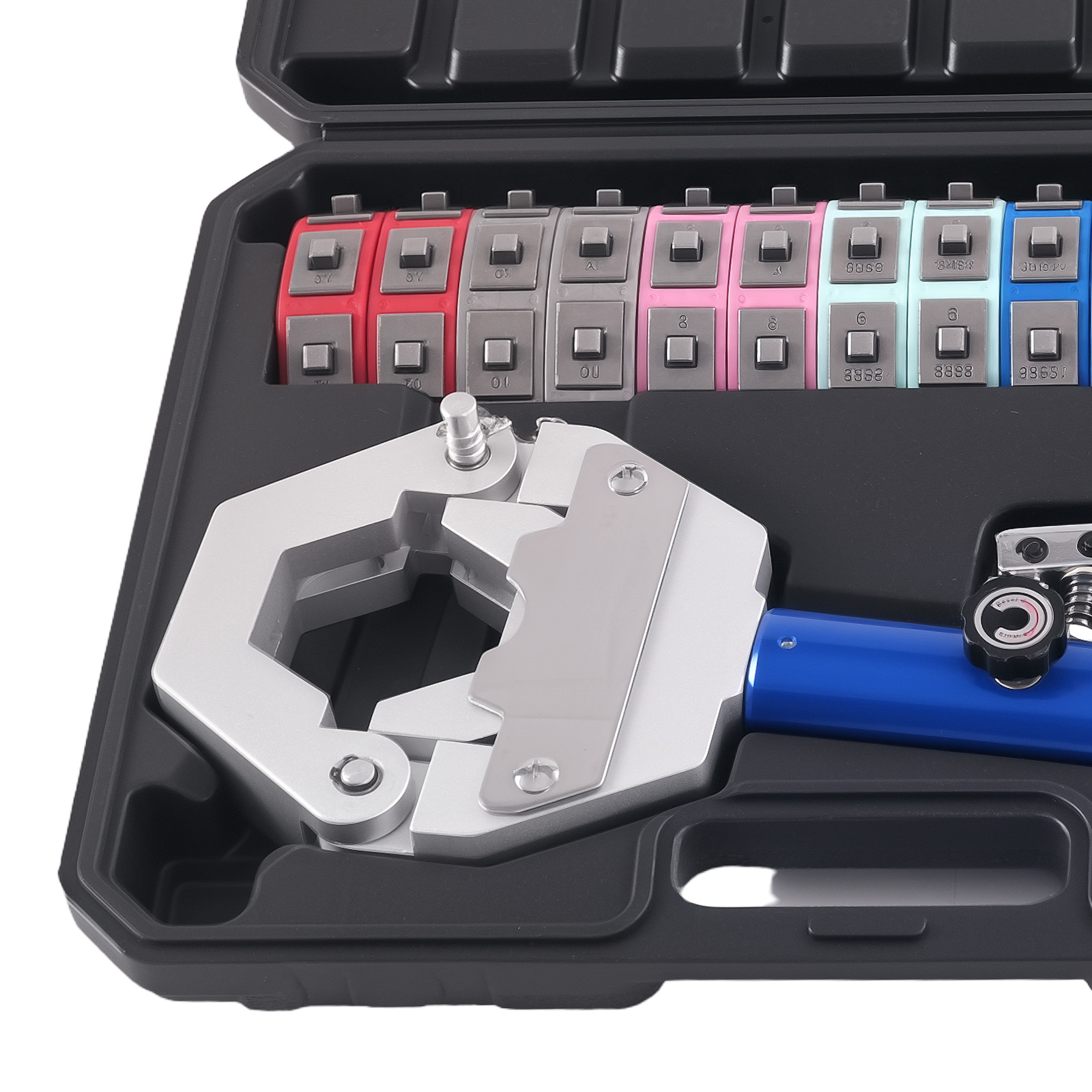 Crimpzange Hydraulik Set for AC Schlauch mit 7 Düsensätze Aufbewahrungsbox