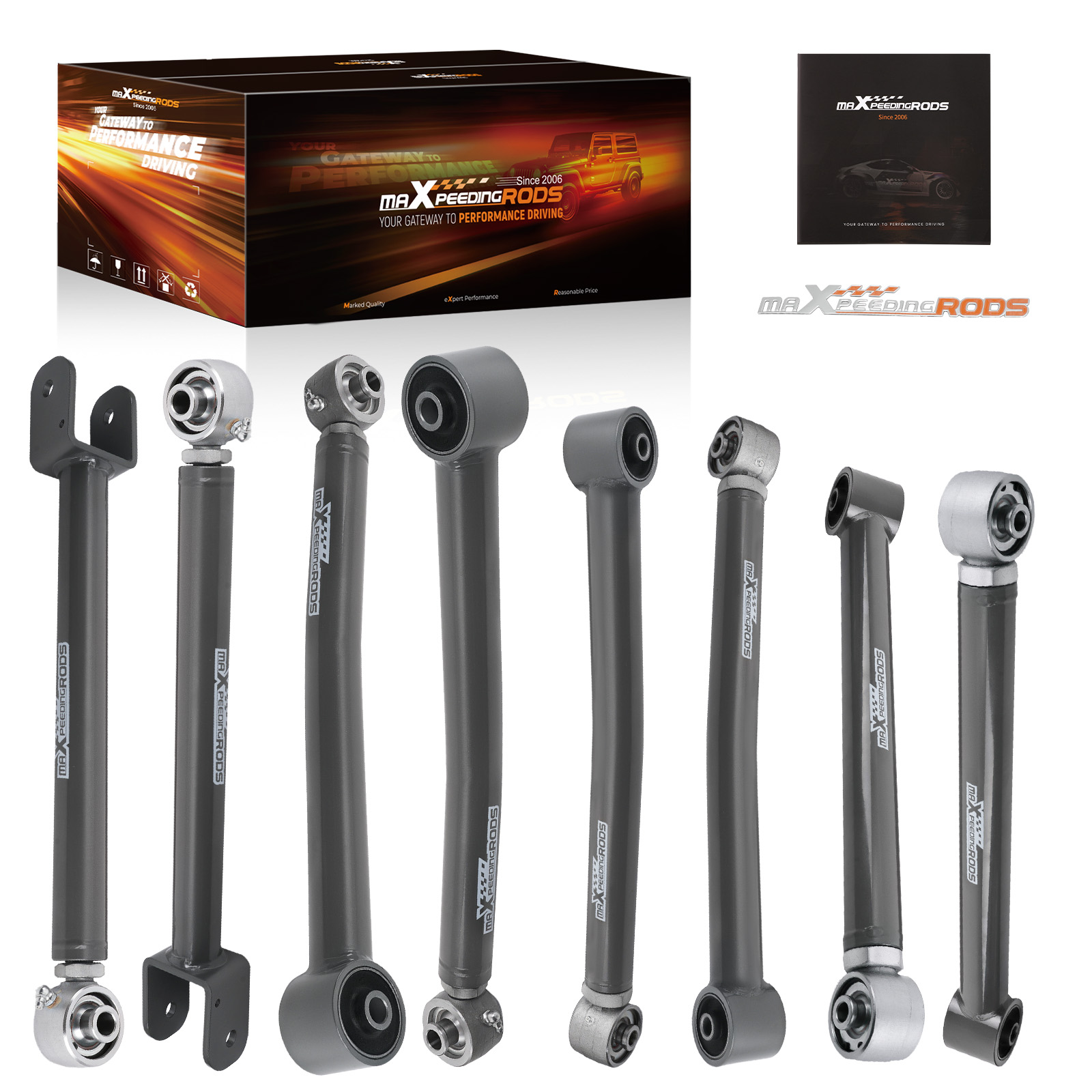 Complete Set Adjustable Front & Rear Control Arms For Jeep Wrangler JK 2007-2018