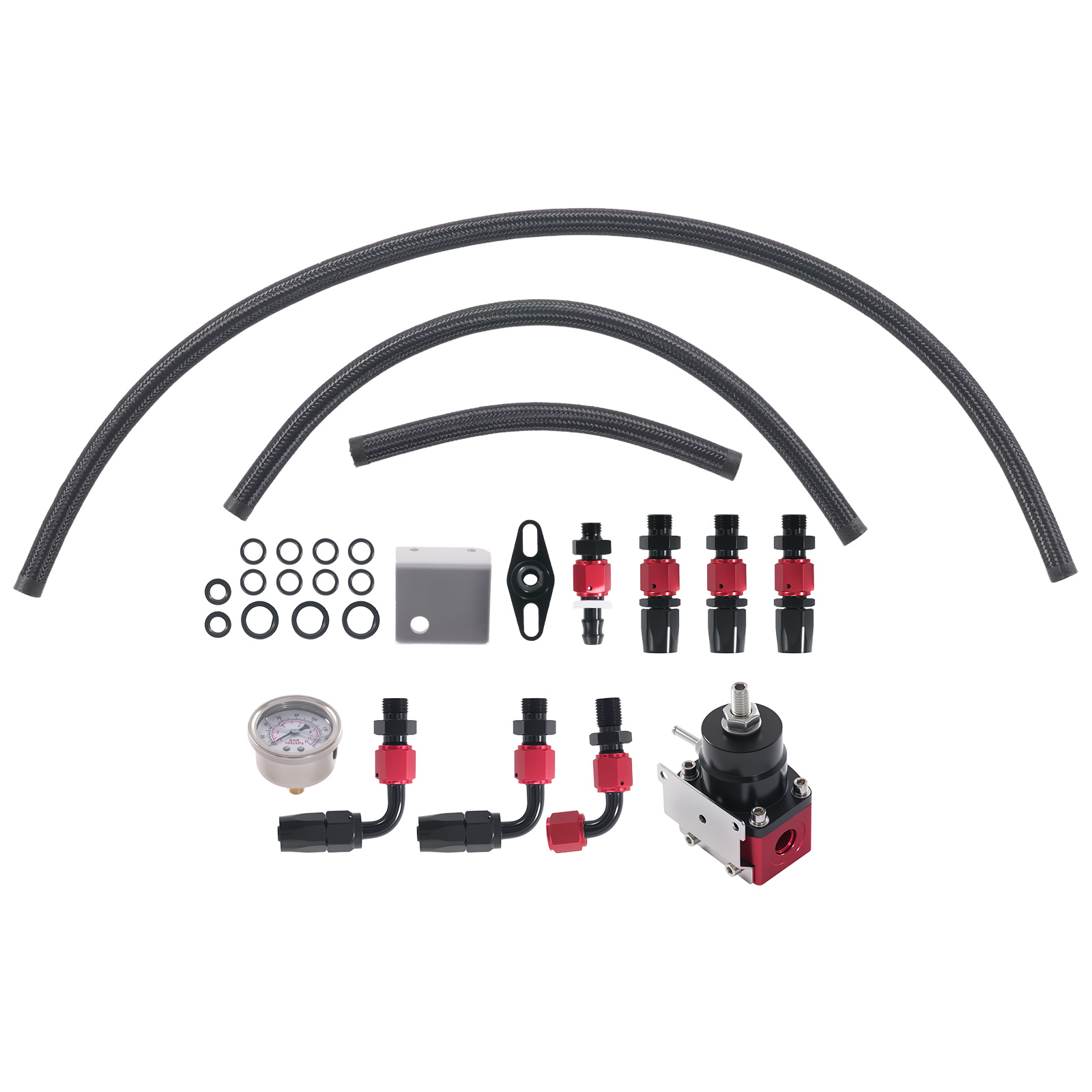 6AN Fitting Adjustable Neue 0-100psi Gauge Oil Fuel Pressure Regulator Kit
